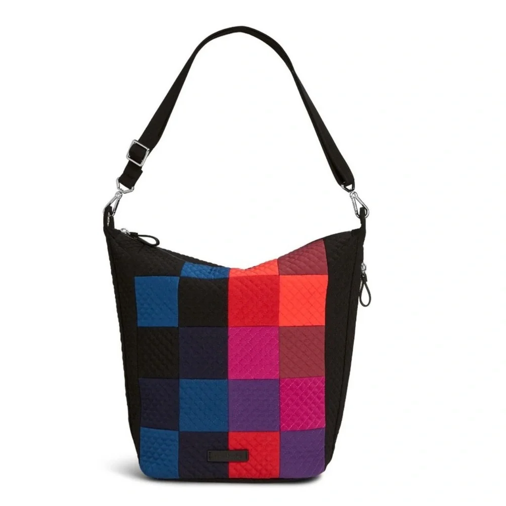 Vera Bradley Carson Mini Hobo Crossbody Multi-Colored Checkered Winter Patchwork